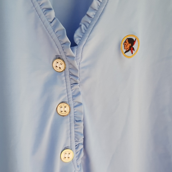 Missy Maude ruffled V-Neck shirt blue with… - Picture 6 of 7